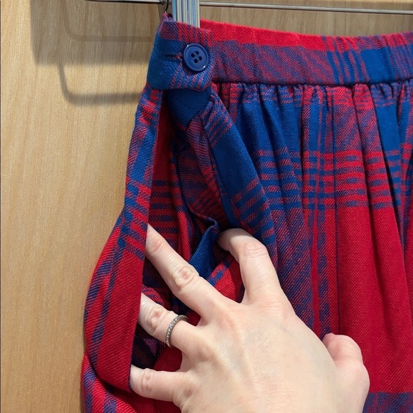 Vtg Koret Plaid Midi Skirt Blue Red Made in USA Size 6 Petite - Picture 5 of 5